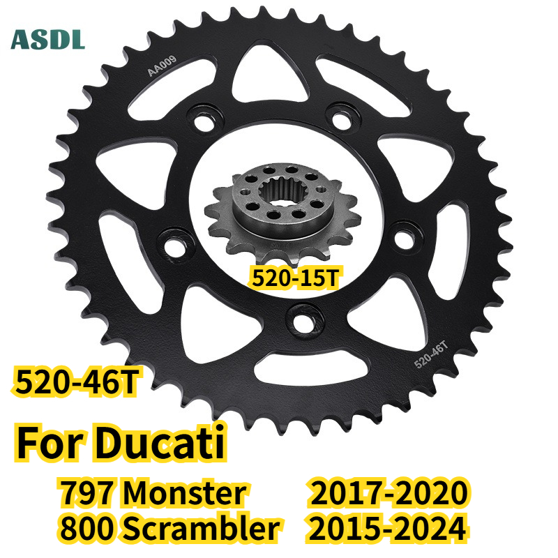 Motorcycle Gear Icon - 520 46T 15T モーターサイクルフロントリアスプロケットギアスターリングホイールカム ドゥカティ 797