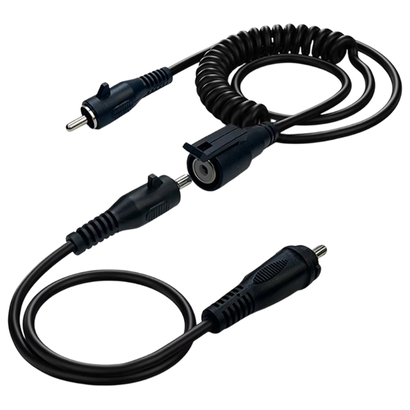 Motorcycle Gear For Winter - ヘルメット加熱ケーブルハーネス 12V コイル状電源リード ブラックケーブルとアダプターリード付き 冬用スノーモービル旅行やオートバイ用