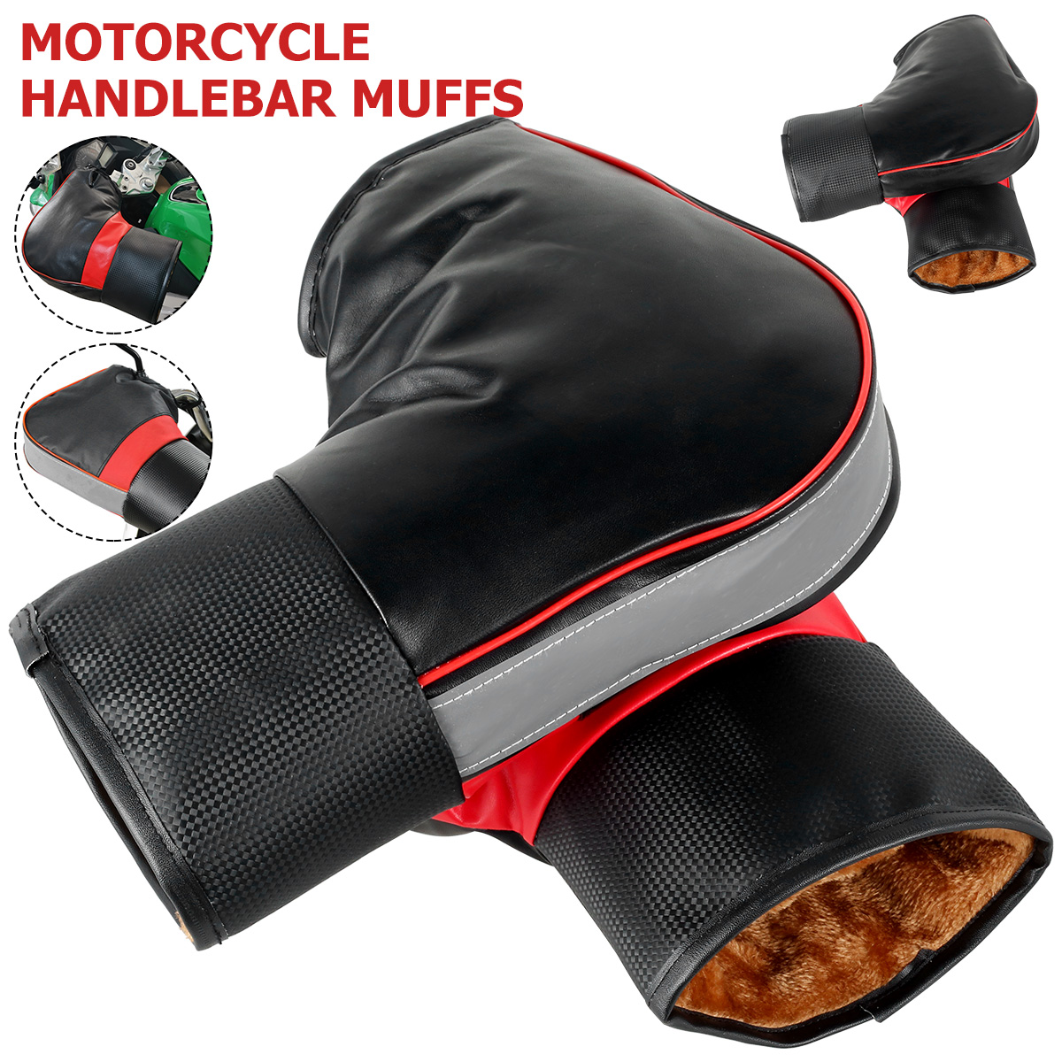 Motorcycle Gear Gloves - オートバイのハンドルバーマフ,スクーターのハンドルバーマフ,厚い暖かいグリップ,防雨手袋,冬用,1ペア