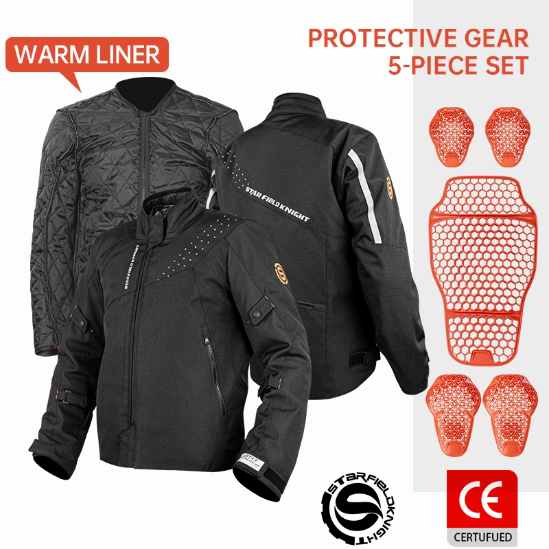 Motorcycle Gear For Winter - スターフィールドナイト オートバイジャケット 夏用通気性 冬用取り外し可能保温インナーライナー CE規格保護ライディングギア アクセサリー