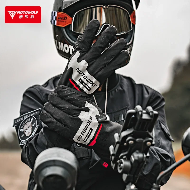 秋冬オートバイ乗馬手袋防水防雨カバー防風暖かいバイクレーシン - Motorcycle Gear Gloves のレビューと価格