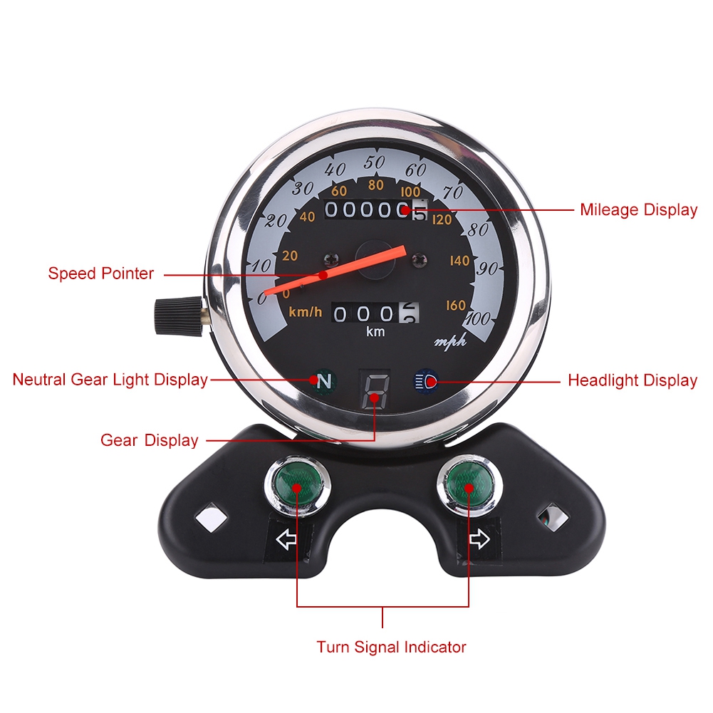 ユニバーサルモーターサイクルデュアル走行距離計,スピードメー - Motorcycle Gear Display のレビューと価格
