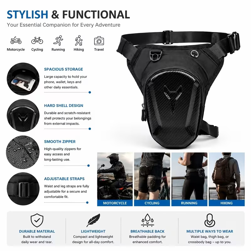 オートバイレッグタンクバッグ防水ウエストパッククロスボディラ - Motorcycle Gear Organizer のレビューと価格